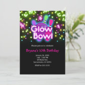 グロー ボウル ボウリング ネオン スター 誕生日パーティー 招待状 (スタンド正面)