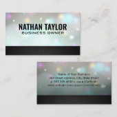 グロー《写真》ぼけ味 |黒のテクスチャトリム 名刺 (正面/裏面)