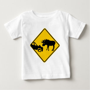 グロMorneの国立公園からのアメリカヘラジカの警告標識 ベビーTシャツ