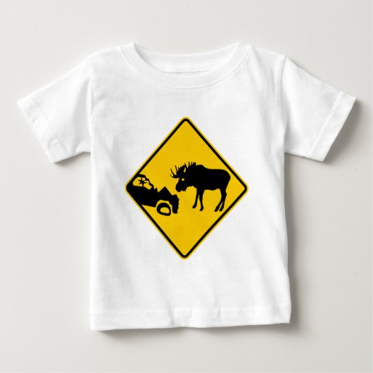 グロMorneの国立公園からのアメリカヘラジカの警告標識 ベビーTシャツ (正面)