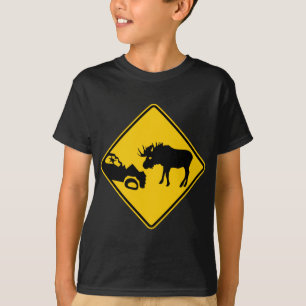 グロMorneの国立公園からのアメリカヘラジカの警告標識 Tシャツ