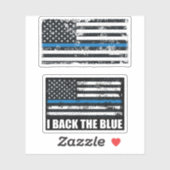 グンジUSAフラグ薄いブルーラインI back the blue シール (シート)