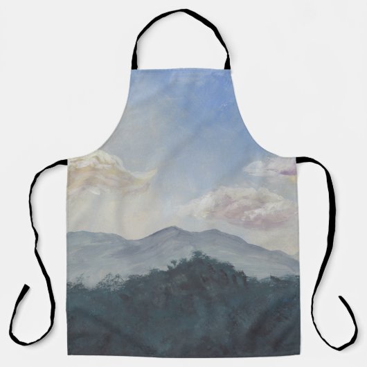 グーアッシュブルー山:鮮やか自然シーン エプロン (正面)