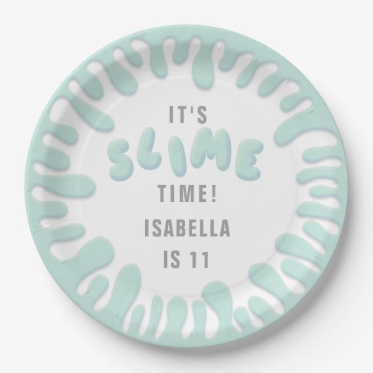 グージーターコイズブルースライムパーティー ペーパープレート (正面)