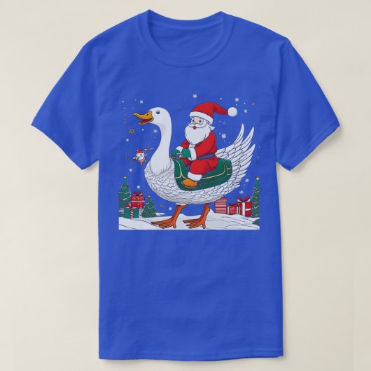 グースおもしろいクリスマスツリーライトパジャマガチョウクリスマス Tシャツ (デザイン正面)