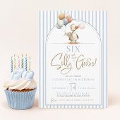 グースおもしろい間抜けキュートPinstried Boy 6誕生日 招待状