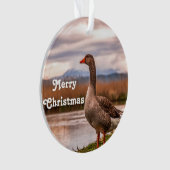 グースかわいらしランドスケープ写真 オーナメント (正面)