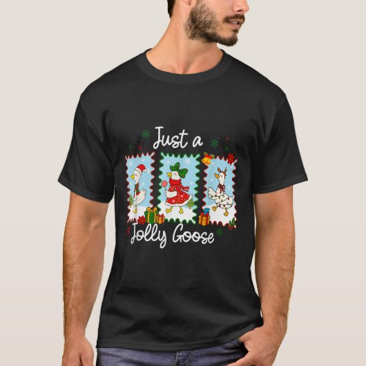 グースすてきサンタおもしろいトナカイ Tシャツ (正面)