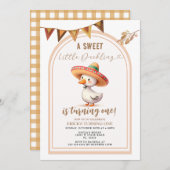 グースアおもしろいスペインのーチターニング一誕生日 招待状 (正面/裏面)