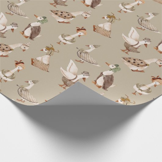 グースイガンファンシーダードレスゲーゼ、ブラウン ラッピングペーパー (角)