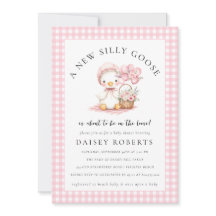 グースウォー間抜けトカラーガールベビーシャワー招待状