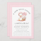 グースウォー間抜けトカラーガールベビーシャワー招待状 招待状 (正面/裏面)