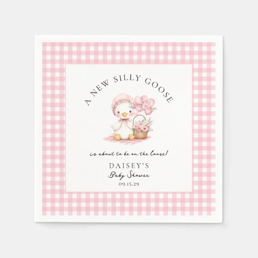 グースウォー間抜けトカラーガールベビーシャワー スタンダードカクテルナプキン (正面)