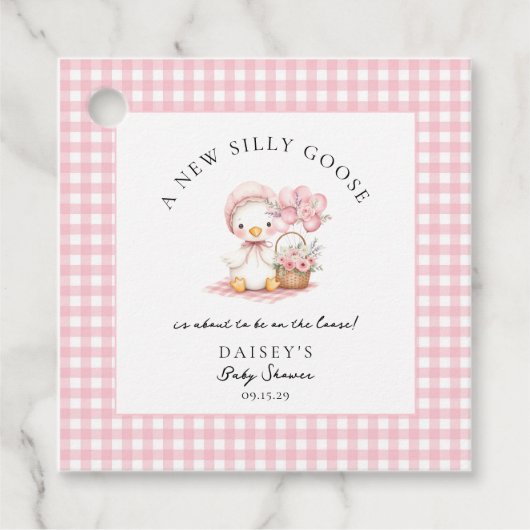 グースウォー間抜けトカラーガールベビーシャワー フェイバータグ (正面)