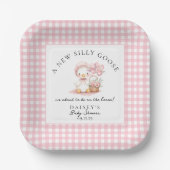 グースウォー間抜けトカラーガールベビーシャワー ペーパープレート (正面)