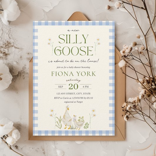 グースウォー間抜けトカラー男の子ベイビーシャワー 招待状