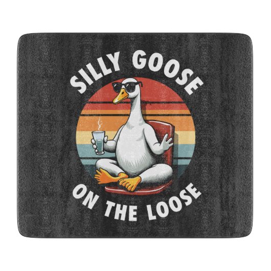 グースオンザルーズ間抜け瞑想ヨガレトロ カッティングボード (正面)