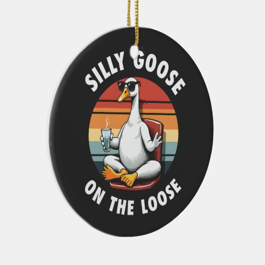 グースオンザルーズ間抜け瞑想ヨガレトロ セラミックオーナメント (右)