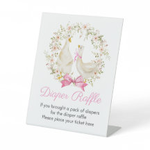 グースガールリースワイルドフラワーおむつラッフルサイン