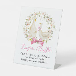 グースガールリースワイルドフラワーおむつラッフルサイン 台座サイン