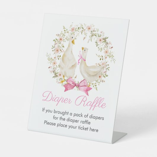 グースガールリースワイルドフラワーおむつラッフルサイン 台座サイン (正面)