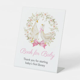 グースガールリースワイルドフラワーズブックベビーサイン 台座サイン