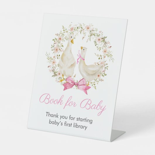 グースガールリースワイルドフラワーズブックベビーサイン 台座サイン (正面)
