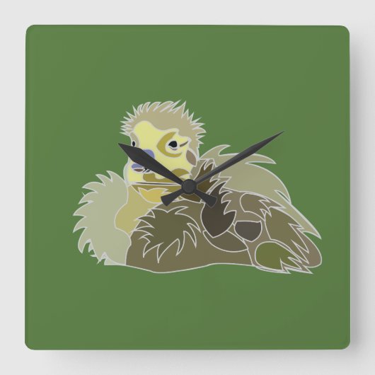 グースゴスリングベビーグース スクエア壁時計 (正面)