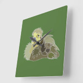 グースゴスリングベビーグース スクエア壁時計 (傾斜)