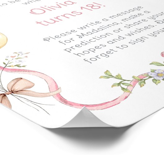 グースタイムカプセル1th誕生日ピンクボウ ポスター (角)