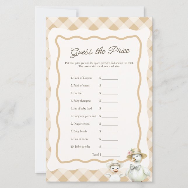 グーステーマのプレイド価格は右ベビーシャワーゲーム (正面)