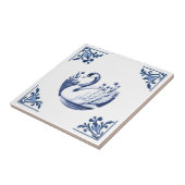 グースデルフトブルーとホワイトフローラコーナーバード タイル (側面)