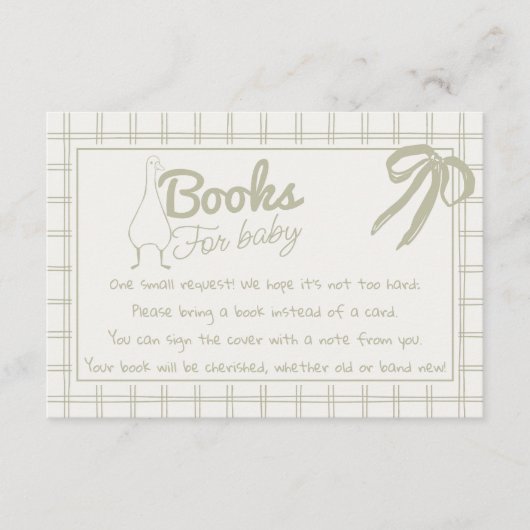 グースナ間抜けル描ニュートラルGingham Book Request エンクロージャーカード (正面)