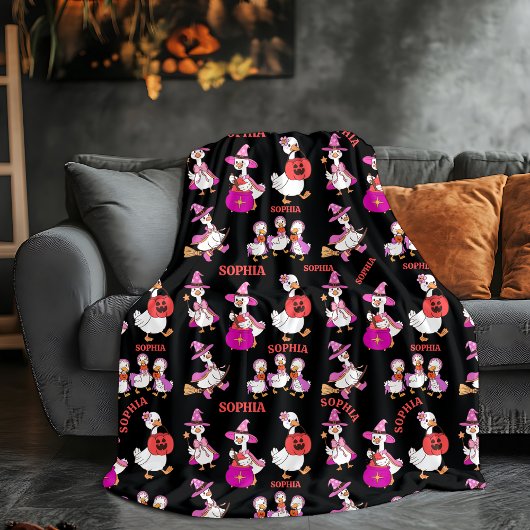 グースハロウィンパーソナライズされたブランケット名前をカスタムする フリースブランケット