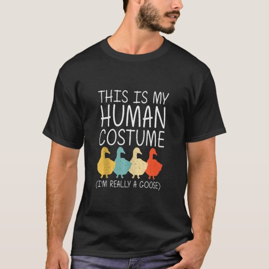 グースハロウィーン人間の衣装水鳥動物のエース Tシャツ (正面)