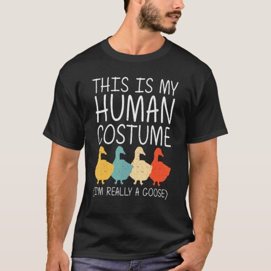 グースハロウィーン人間の衣装水鳥動物のエース Tシャツ (正面)