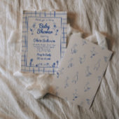 グースハンドドロッドブルーギンガム男の赤ちゃんシャワー 招待状