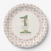 グースパーソナライズされた間抜けファースト誕生日プレート ペーパープレート (正面)