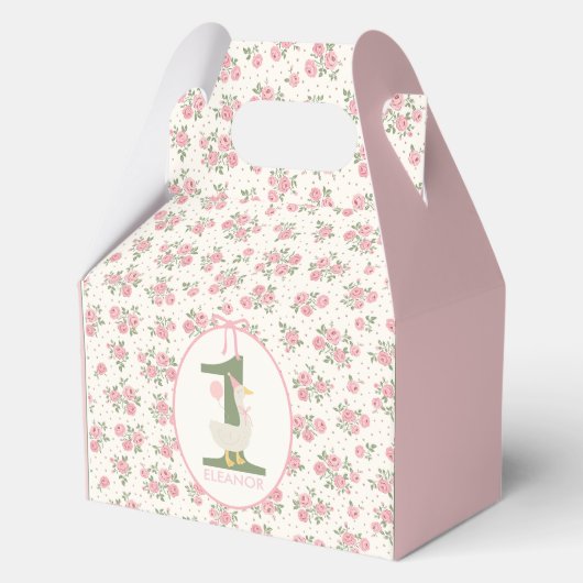 グースパーソナライズされた間抜けファースト誕生日優先ボックス フェイバーボックス (正面)