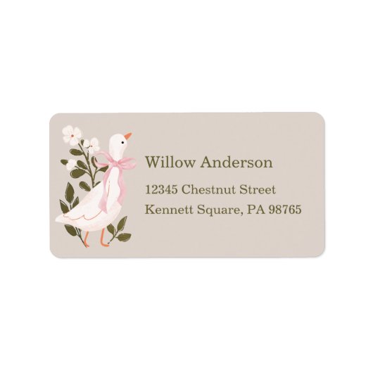 グースピンクボウ間抜けガール差出人住所ラベル ラベル (正面)