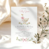 グースピ間抜けンクお洒落クボウベビーガールシャワー 招待状