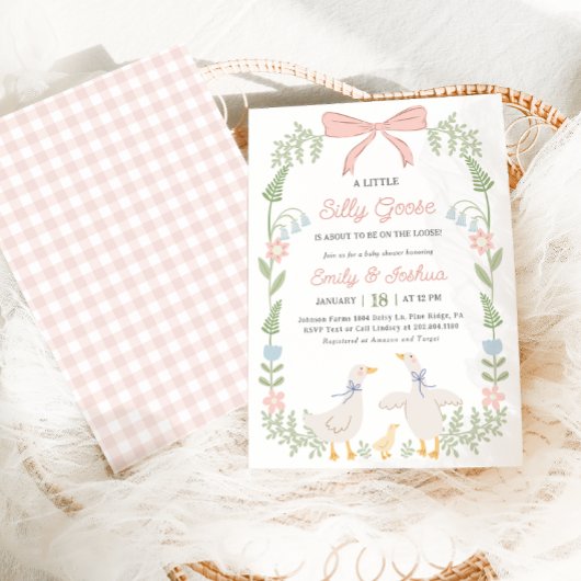 グースピ間抜けンクフローラベビーシャワー招待状 招待状