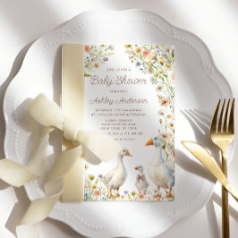 グースファミリー素朴ベビーシャワー 招待状