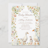 グースファミリー素朴ベビーシャワー 招待状 (正面)