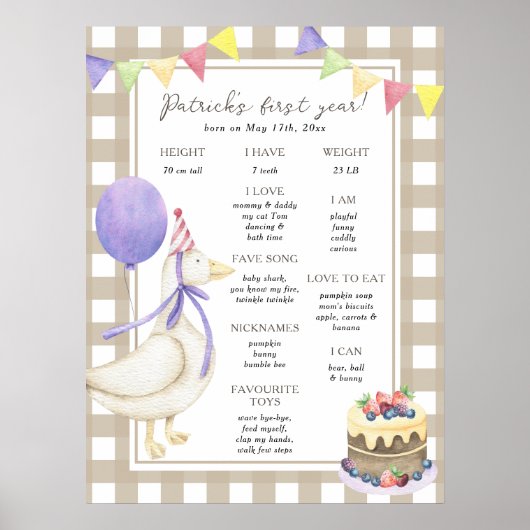 グースファースト誕生日マイルストーン誕生日 ポスター (正面)