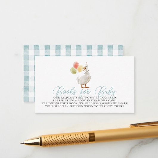 グースブルー間抜けギンガムブックスベビー エンクロージャーカード (正面/裏面インサイチュ)