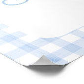 グースブルー間抜けギンガム誕生日ウェルカムサイン ポスター (角)