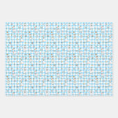 グースブルー間抜けギンガム誕生日 ラッピングペーパーシート (正面3)