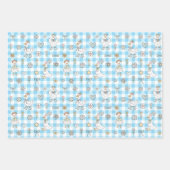 グースブルー間抜けギンガム誕生日 ラッピングペーパーシート (正面2)