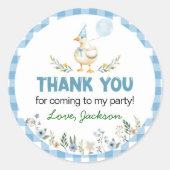 グースブルー間抜けバルーン誕生日 ラウンドシール (正面)